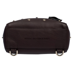 Pre Owned Mulberry Burgundy Leather Cara Delevigne Studded Convertible Satchel