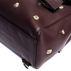 Pre Owned Mulberry Burgundy Leather Cara Delevigne Studded Convertible Satchel