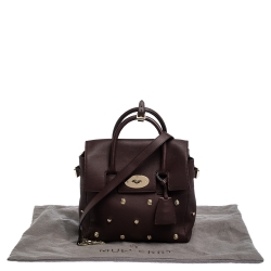 Pre Owned Mulberry Burgundy Leather Cara Delevigne Studded Convertible Satchel