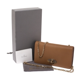 Pre Owned Mulberry Brown Leather Bayswater Chain Clutch