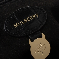 Mulberry Black Croc Embossed Leather Medium Lily Shoulder Bag