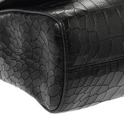 Mulberry Black Croc Embossed Leather Medium Lily Shoulder Bag
