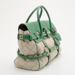 Pre Owned Mulberry Green Canvas and Leather Luella Gisele Satchel
