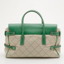 Pre Owned Mulberry Green Canvas and Leather Luella Gisele Satchel
