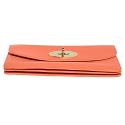 Pre Owned Mulberry Coral Orange Leather Postman Lock Flap Clutch