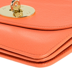 Pre Owned Mulberry Coral Orange Leather Postman Lock Flap Clutch