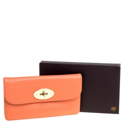 Pre Owned Mulberry Coral Orange Leather Postman Lock Flap Clutch