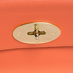 Pre Owned Mulberry Coral Orange Leather Postman Lock Flap Clutch