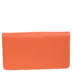 Pre Owned Mulberry Coral Orange Leather Postman Lock Flap Clutch