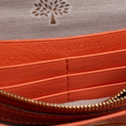 Pre Owned Mulberry Coral Orange Leather Postman Lock Flap Clutch