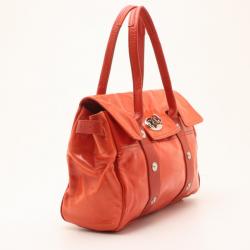 Pre Owned Mulberry Orange Patent Studded Bayswater Bag