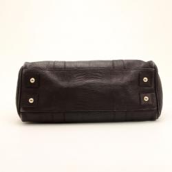 Pre Owned Mulberry Black Soft Croc Printed Bayswater Satchel