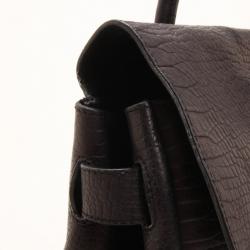 Pre Owned Mulberry Black Soft Croc Printed Bayswater Satchel