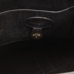 Pre Owned Mulberry Black Soft Croc Printed Bayswater Satchel