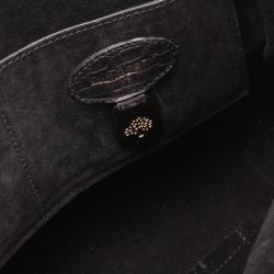 Pre Owned Mulberry Black Soft Croc Printed Bayswater Satchel