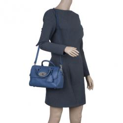 Pre Owned Mulberry Blue Leather Small Del Rey Satchel