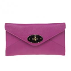 Pre Owned Mulberry Purple Leather Envelope Wallet