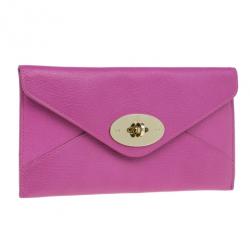 Pre Owned Mulberry Purple Leather Envelope Wallet