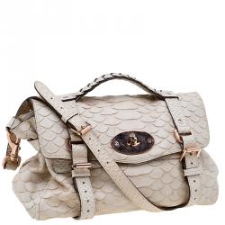 Pre Owned Mulberry Beige Python Embossed Leather Alexa Shoulder Bag