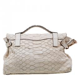 Pre Owned Mulberry Beige Python Embossed Leather Alexa Shoulder Bag