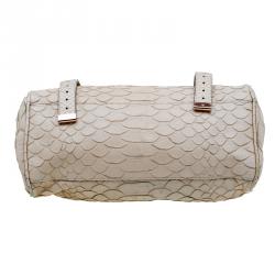 Pre Owned Mulberry Beige Python Embossed Leather Alexa Shoulder Bag
