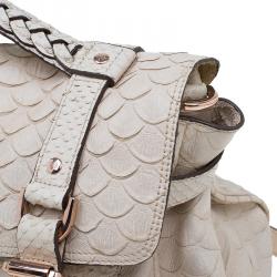 Pre Owned Mulberry Beige Python Embossed Leather Alexa Shoulder Bag