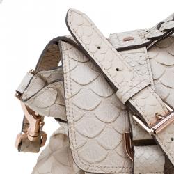 Pre Owned Mulberry Beige Python Embossed Leather Alexa Shoulder Bag