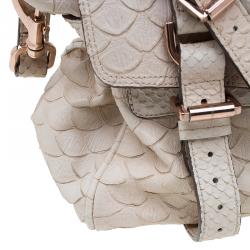 Pre Owned Mulberry Beige Python Embossed Leather Alexa Shoulder Bag
