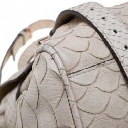 Pre Owned Mulberry Beige Python Embossed Leather Alexa Shoulder Bag