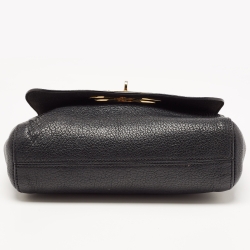 Pre Owned Mulberry Black Leather Small Lily Flap Shoulder Bag