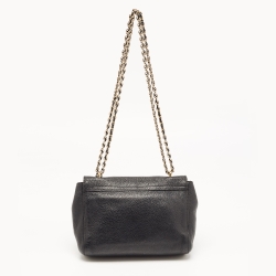 Pre Owned Mulberry Black Leather Small Lily Flap Shoulder Bag
