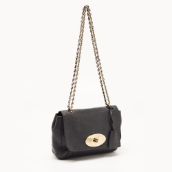 Pre Owned Mulberry Black Leather Small Lily Flap Shoulder Bag