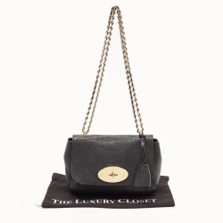 Pre Owned Mulberry Black Leather Small Lily Flap Shoulder Bag