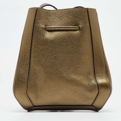 Mulberry Metallic Green Leather Mini Millie Drawstring Bag