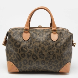 Pre Owned Mulberry Multicolor Leopard Print Coated Canvas and Leather Boston Bag