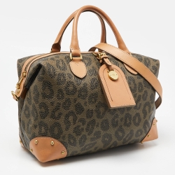 Pre Owned Mulberry Multicolor Leopard Print Coated Canvas and Leather Boston Bag