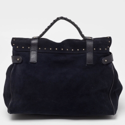 Pre Owned Mulberry Navy Blue Suede and Leather Oversized Alexa Satchel