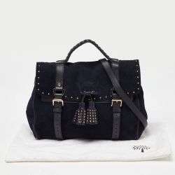 Pre Owned Mulberry Navy Blue Suede and Leather Oversized Alexa Satchel