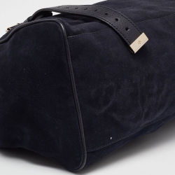 Pre Owned Mulberry Navy Blue Suede and Leather Oversized Alexa Satchel