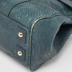 Pre Owned Mulberry Dark Green Python Embossed Leather Bayswater Satchel