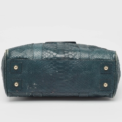 Pre Owned Mulberry Dark Green Python Embossed Leather Bayswater Satchel