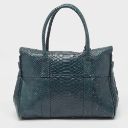 Pre Owned Mulberry Dark Green Python Embossed Leather Bayswater Satchel