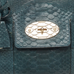 Pre Owned Mulberry Dark Green Python Embossed Leather Bayswater Satchel