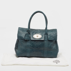 Pre Owned Mulberry Dark Green Python Embossed Leather Bayswater Satchel