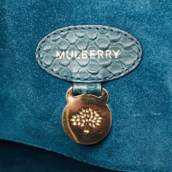 Pre Owned Mulberry Dark Green Python Embossed Leather Bayswater Satchel