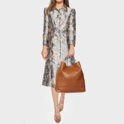 Pre Owned Mulberry Brown Leather Logo Embossed Hobo