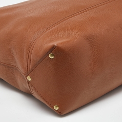 Pre Owned Mulberry Brown Leather Logo Embossed Hobo