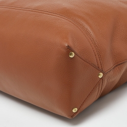 Pre Owned Mulberry Brown Leather Logo Embossed Hobo