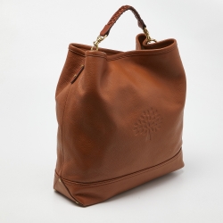 Pre Owned Mulberry Brown Leather Logo Embossed Hobo