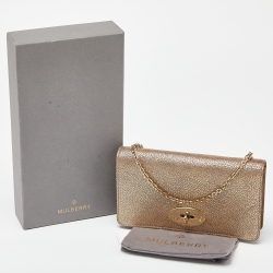 Pre Owned Mulberry Gold Leather Bayswater Chain Clutch